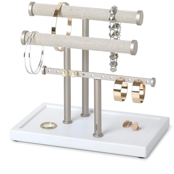 Bundle of 2 Jewelry Organizers Faux Wood and White and Silver Metal - Picture 13 of 14